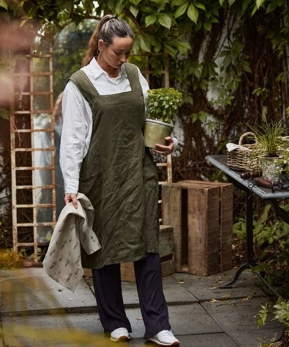 FRENCH Linen Apron Army Green