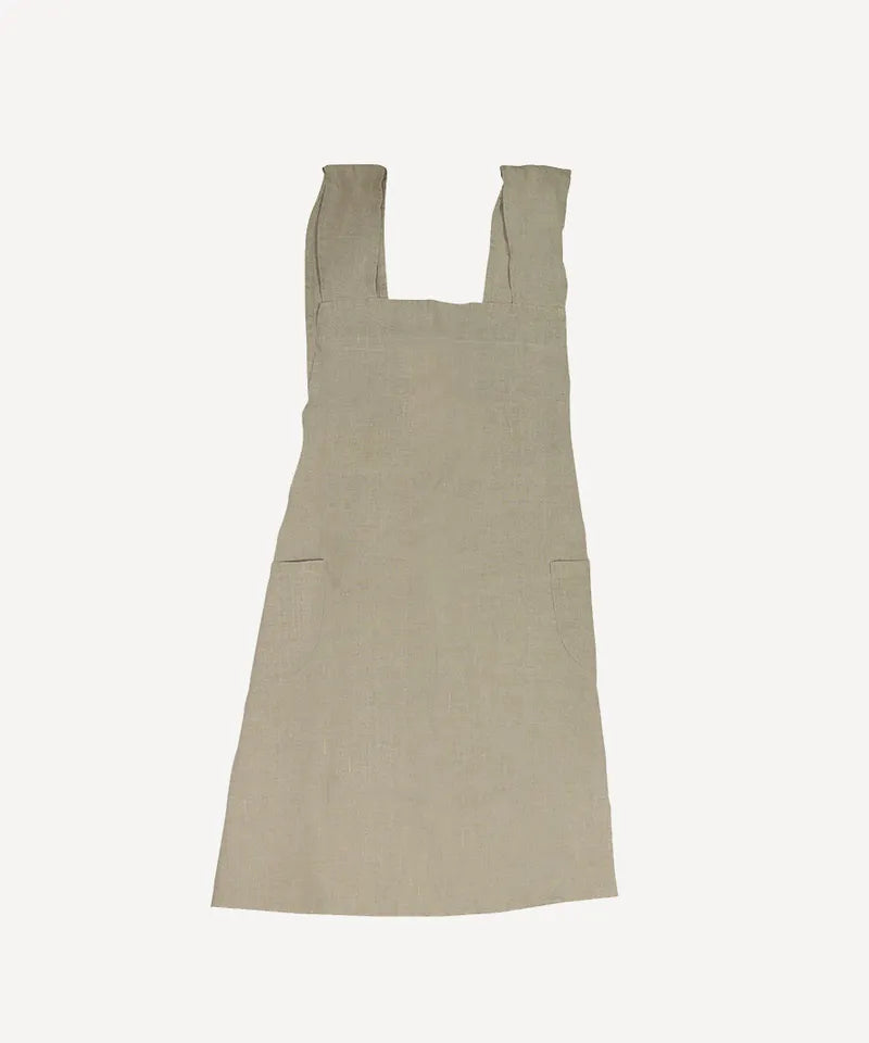 FRENCH Natural Linen Apron Cross Back